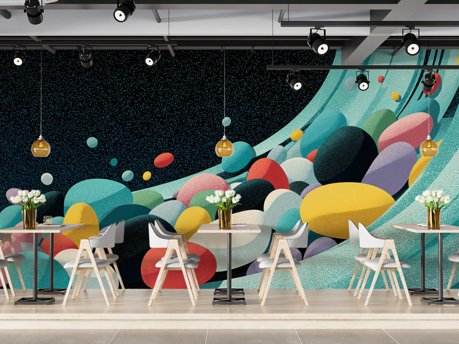 Abstract Flowing Pebbles Mural Wallpaper | Textured Cosmic Wave