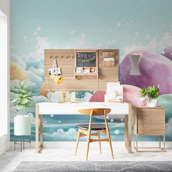 Dreamy Pastel Pebbles Mural Wallpaper | Soft Sea Foam Art