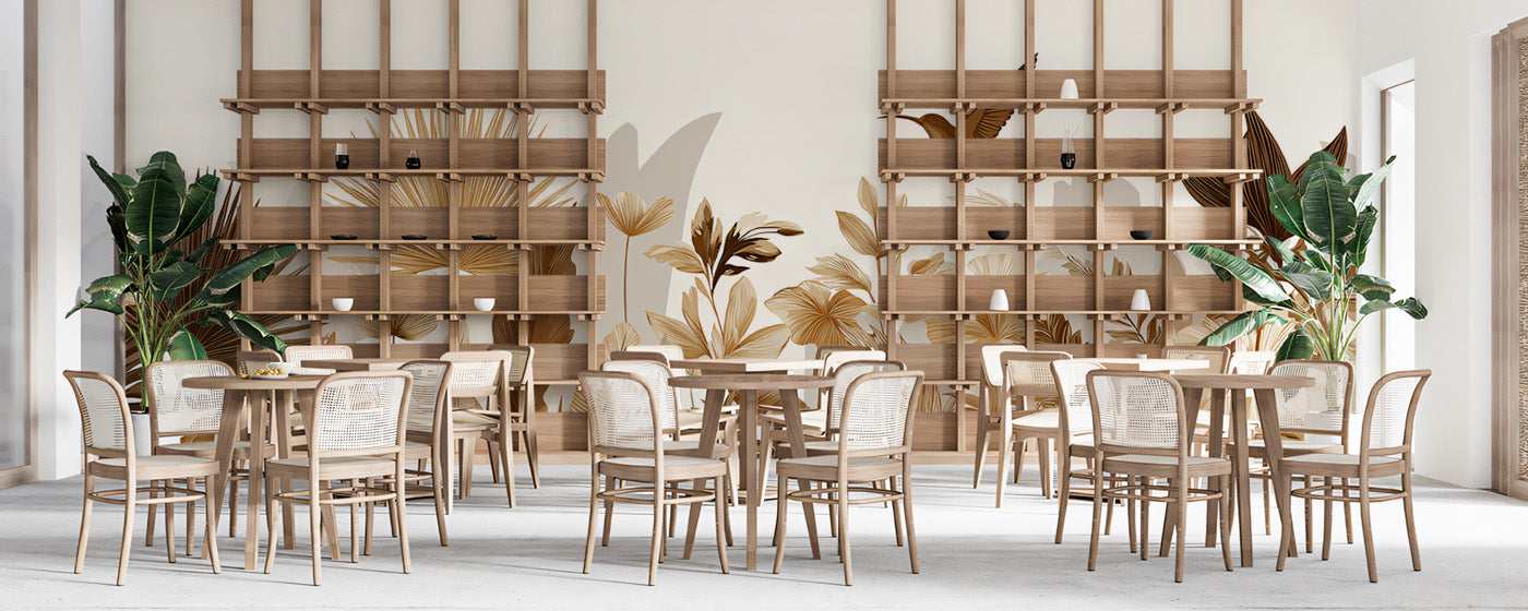 Tropical Sepia Floral Mural Wallpaper | Panoramic Nature Border