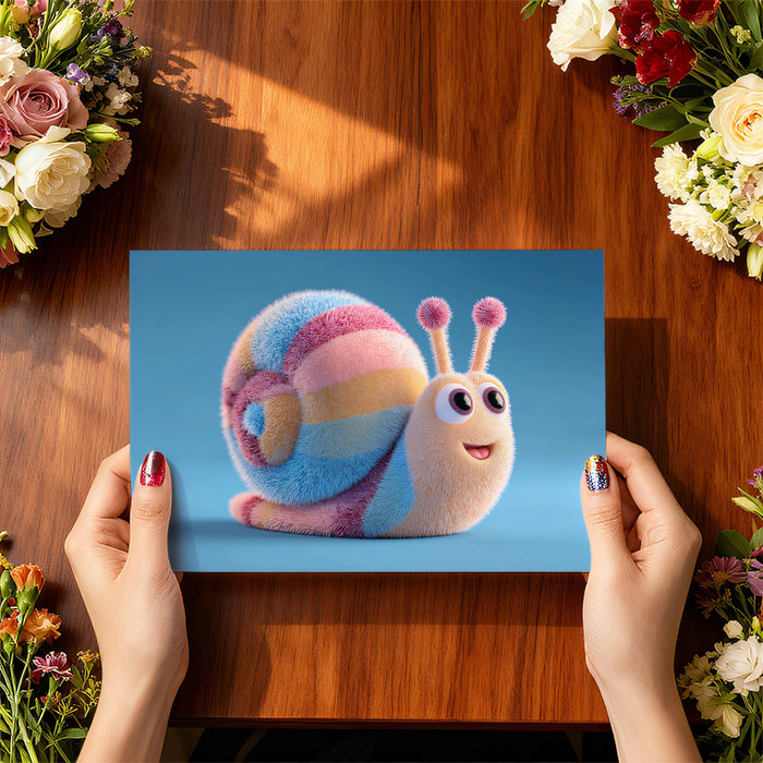 Fluffy Rainbow Snail Mural Wallpaper | 3D Pastel Art