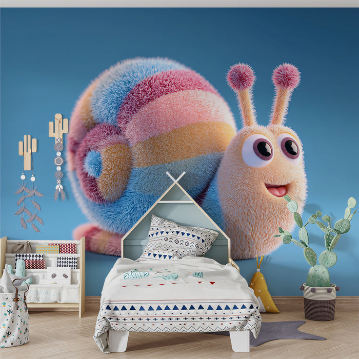 Fluffy Rainbow Snail Mural Wallpaper | 3D Pastel Art