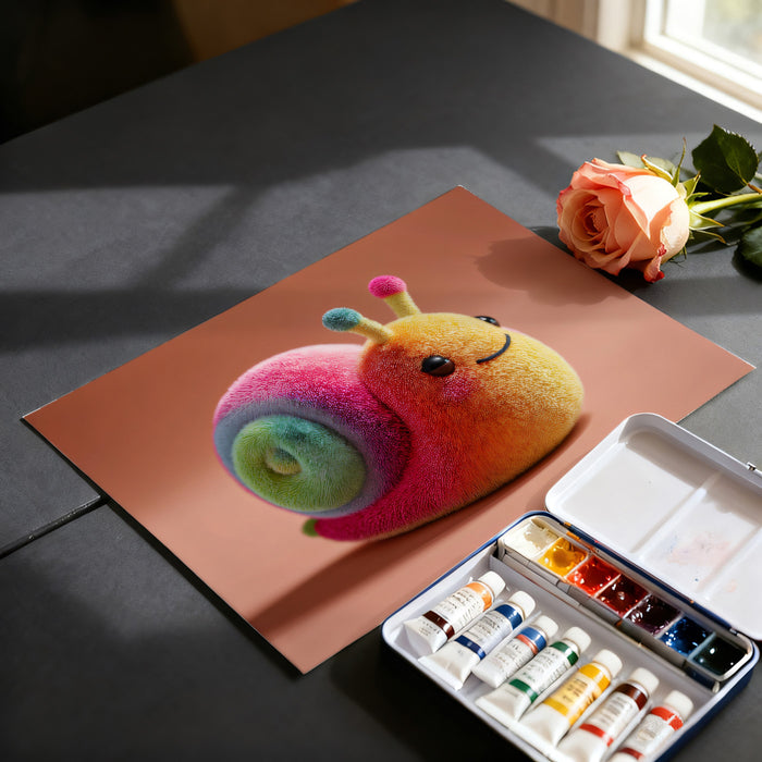 Vibrant Fuzzy Snail Mural Wallpaper | Colorful 3D Character
