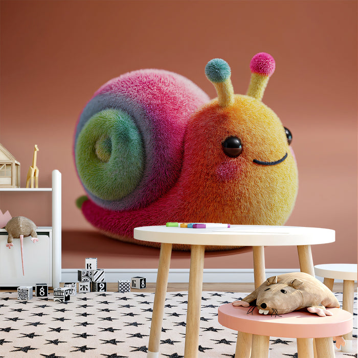 Vibrant Fuzzy Snail Mural Wallpaper | Colorful 3D Character