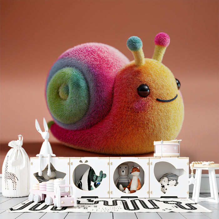 Vibrant Fuzzy Snail Mural Wallpaper | Colorful 3D Character