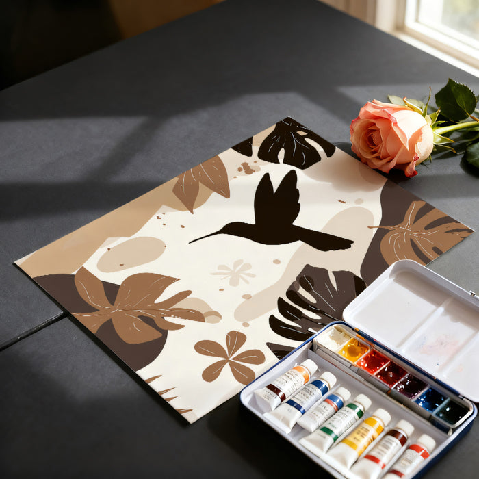 Abstract Boho Hummingbird Mural Wallpaper | Matisse Style Cutouts