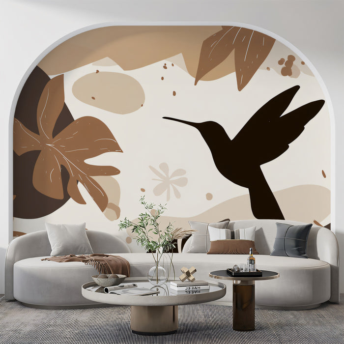 Abstract Boho Hummingbird Mural Wallpaper | Matisse Style Cutouts