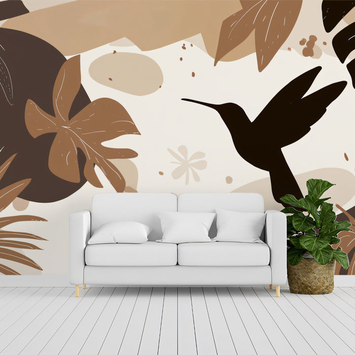 Abstract Boho Hummingbird Mural Wallpaper | Matisse Style Cutouts
