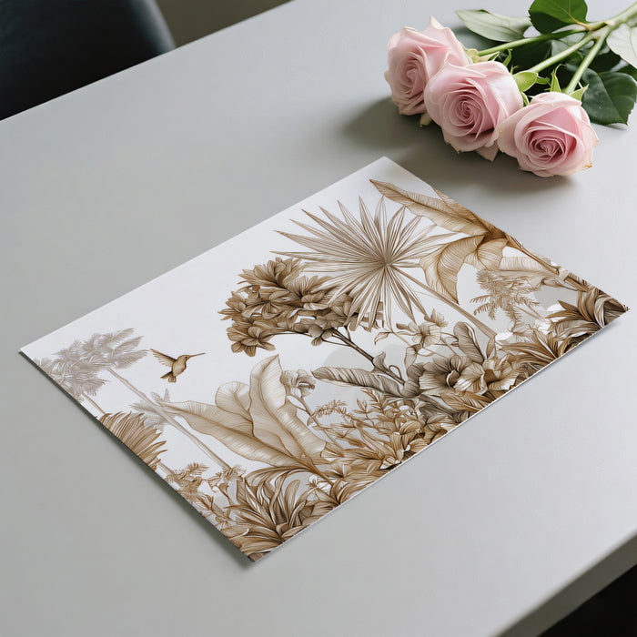 Sepia Palm Landscape Mural Wallpaper | Panoramic Nature View