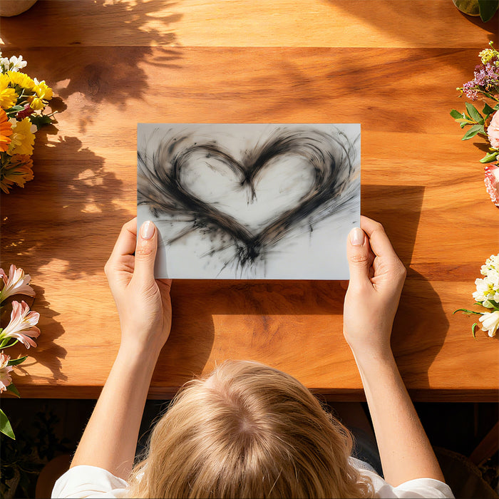 Expressive Charcoal Heart Mural Wallpaper | Abstract Grunge Art