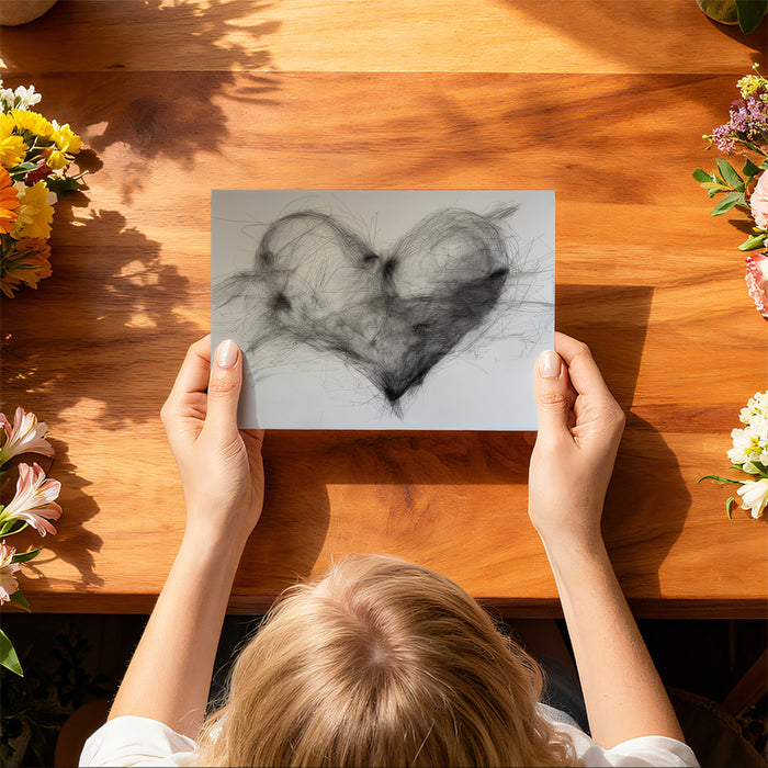 Chaotic Scribble Heart Mural Wallpaper | Wire Mesh Sketch