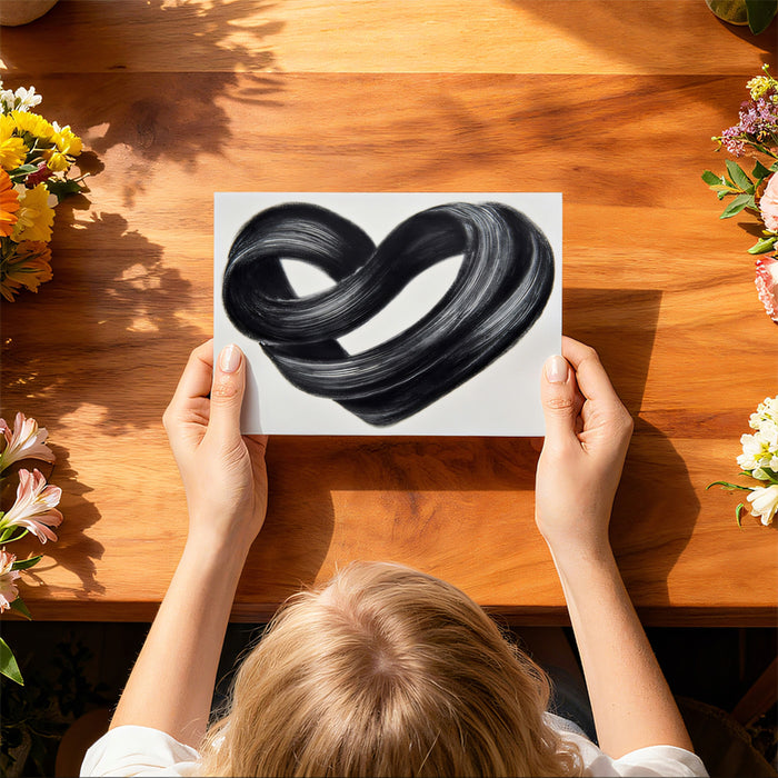 Infinity Loop Heart Mural Wallpaper | Bold Black Paint