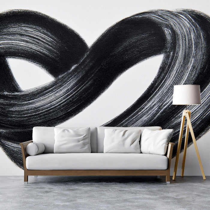 Infinity Loop Heart Mural Wallpaper | Bold Black Paint