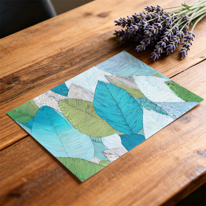 Vibrant Teal Leaf Pattern Mural Wallpaper | Detailed Vein Texture