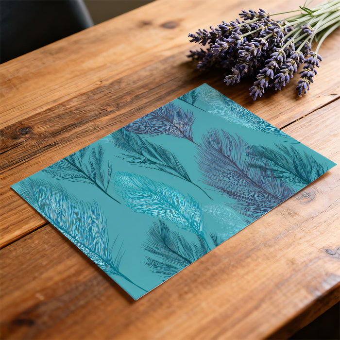 Turquoise Feather Texture Mural Wallpaper | Soft Blue Pattern