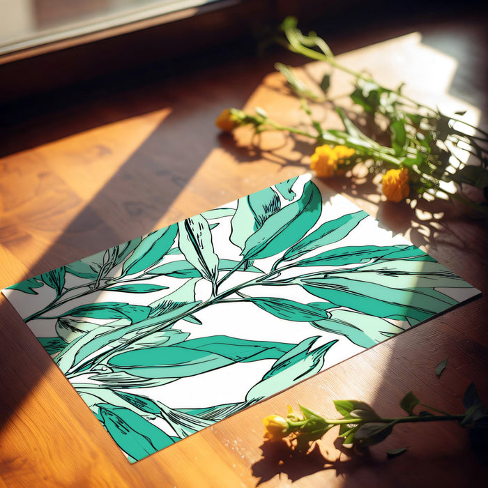 Dense Teal Foliage Mural Wallpaper | Vibrant Leaf Pattern