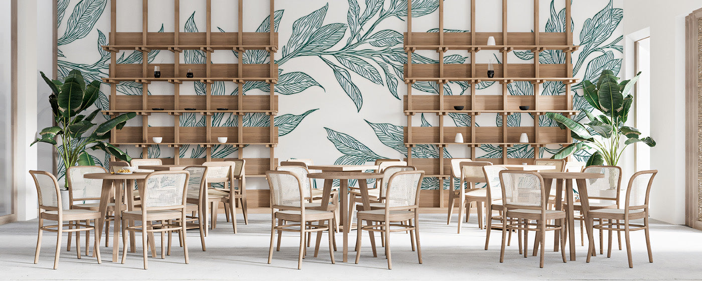 Flowing Green Vines Mural Wallpaper | Airy Botanical Sketch