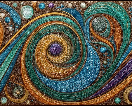 Abstract Swirl Mural Wallpaper — Ornate Teal and Metallic Gold